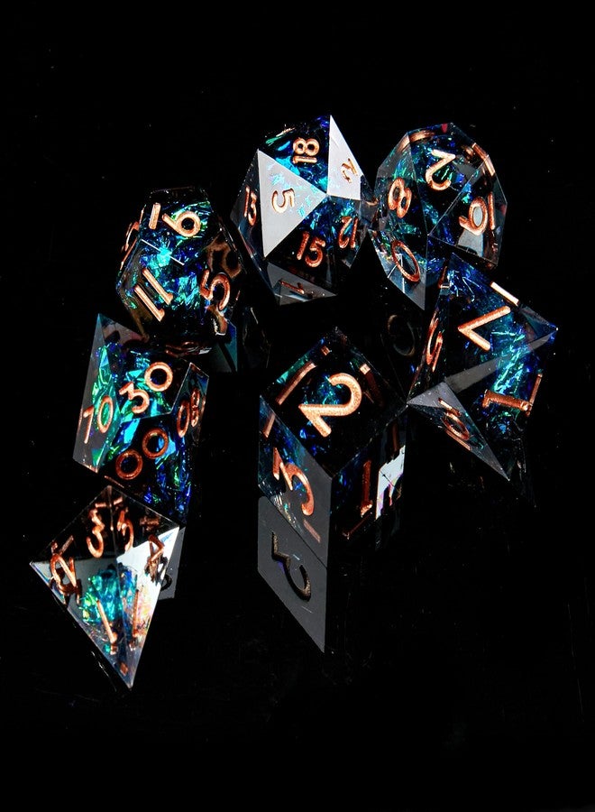 FugaCity DND Dice Set,Liquid Core Handmade Sharp Edge 7 Piece Resin Dice-Dungeons and Dragons Polyhedral Dice Set, D&D Dice Set with Gift Dice Case for RPG MTG Table Games （ - Image 2